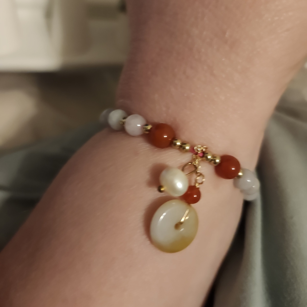 Elegant Gold and Red Beaded Bracelet